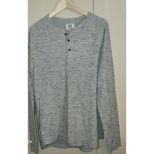 PX Clothing men's gray heather half button henley long sleeved Size XL